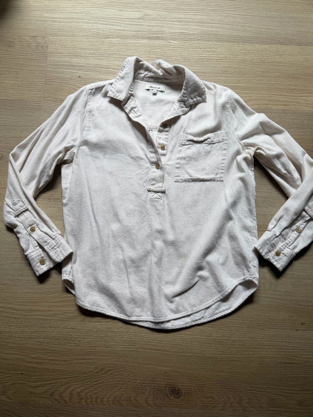 Madewell Women Light Beige Quarter Button-Down Casual Shirt